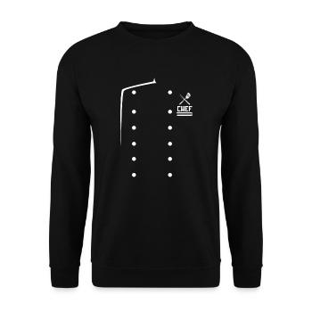 Koch Chefkoch Uniform Kochjacke Kochen Geschenk - Unisex Pullover - Schwarz - Vorne - Alina (178cm) & Michal (187cm)