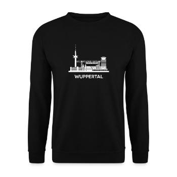Wuppertal, weiß - Unisex Pullover - Schwarz - Vorne - Alina (178cm) & Michal (187cm)