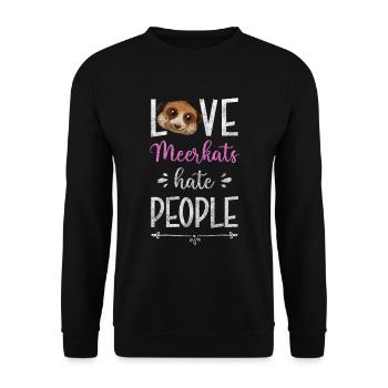 Erdmännchen Afrika Querstreifen Niedlich - Unisex Pullover - Schwarz - Vorne - Alina (178cm) & Michal (187cm)