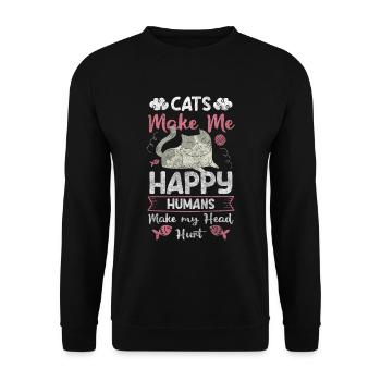 Chats, Animaux - Sweat-shirt Unisexe - noir - Devant - Alina (178cm) & Michal (187cm)