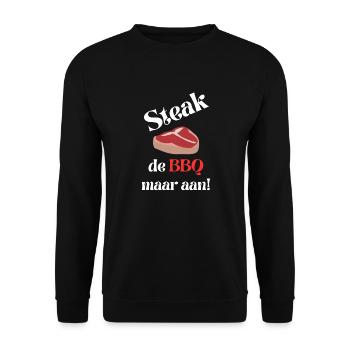 Steak the BBQ but on barbecue t shirt - Unisex Sweatshirt - black - Front - Alina (178cm) & Michal (187cm)