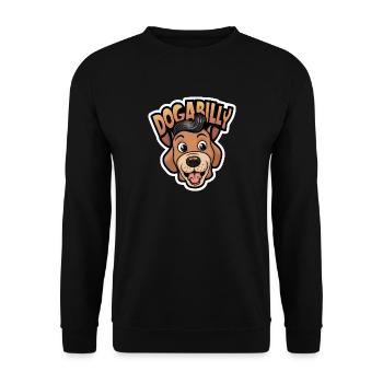 Cartoon-Hund mit Dogabilly-Haarschnitt - Unisex Pullover - Schwarz - Vorne - Alina (178cm) & Michal (187cm)