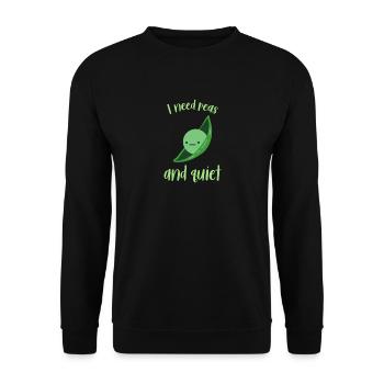 I need peas and quiet 65 F - Unisex Sweatshirt - black - Front - Alina (178cm) & Michal (187cm)