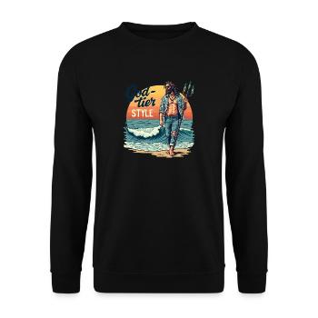 God Tier Style - Hipster Poseidon - Unisex Sweatshirt - black - Front - Alina (178cm) & Michal (187cm)