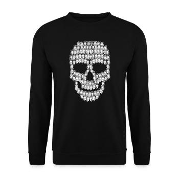 Totenkopf Einhörner | Fabelwesen Regenbogen Kopf - Unisex Pullover - Schwarz - Vorne - Alina (178cm) & Michal (187cm)