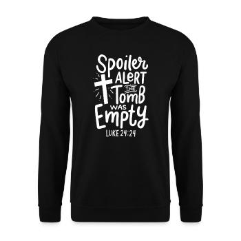 Spoiler Alert Tomb Was Empty Jesus Christian Gift - Unisex Sweatshirt - black - Front - Alina (178cm) & Michal (187cm)