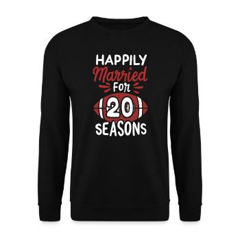 20. Hochzeitstag glücklich verheiratet 20 Jahre - Unisex Pullover - Schwarz - Vorne - Alina (178cm) & Michal (187cm)