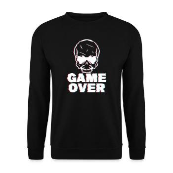 Game Over Glitch - Unisex Pullover - Schwarz - Vorne - Alina (178cm) & Michal (187cm)