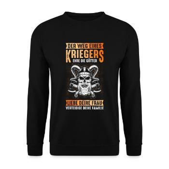 Wikinger Kämpfer Ehe Krieger Spruch Götter Frau Eh - Unisex Pullover - Schwarz - Vorne - Alina (178cm) & Michal (187cm)