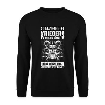 Der Weg Eines Kriegers Ehre Die Götter Liebe Deine - Unisex Pullover - Schwarz - Vorne - Alina (178cm) & Michal (187cm)