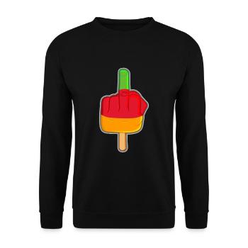 Lutschfinger Stinkefinger Flutschfinger - Unisex Pullover - Schwarz - Vorne - Alina (178cm) & Michal (187cm)
