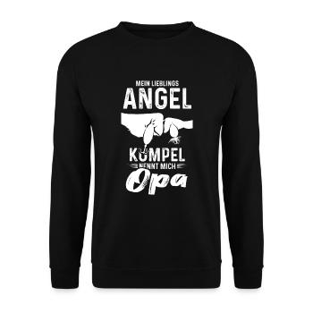 Mein Lieblings Angel Kumpel nennt mich Opa Angler - Unisex Pullover - Schwarz - Vorne - Alina (178cm) & Michal (187cm)