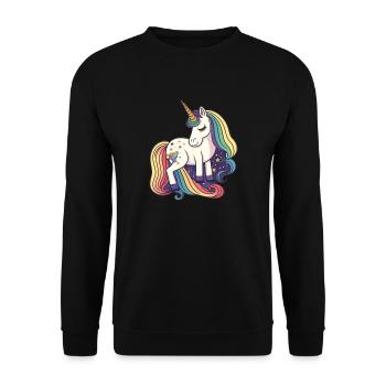 Magic Rainbow Unicorn for Back to School - Unisex Sweatshirt - black - Front - Alina (178cm) & Michal (187cm)