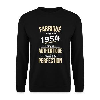 Anniversaire 70 ans - Fabriqué en 1954 - Sweat-shirt Unisexe - noir - Devant - Alina (178cm) & Michal (187cm)