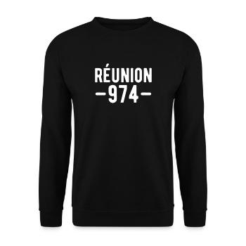 Réunion 974. Cadeau l'île de la Réunion - Sweat-shirt Unisexe - noir - Devant - Alina (178cm) & Michal (187cm)