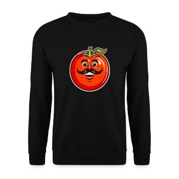 Tomate mit Schnurrbart - Unisex Pullover - Schwarz - Vorne - Alina (178cm) & Michal (187cm)