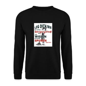 Leg dich nie mit einer Reinigungskraft an - Unisex Pullover - Schwarz - Vorne - Alina (178cm) & Michal (187cm)