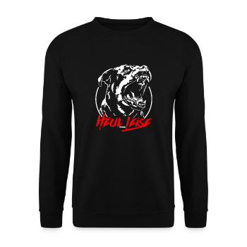 ROTTWEILER heul leise Hundespruch IGP Wilsigns - Unisex Pullover - Schwarz - Vorne - Alina (178cm) & Michal (187cm)