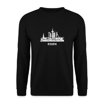 Essen, weiß - Unisex Pullover - Schwarz - Vorne - Alina (178cm) & Michal (187cm)