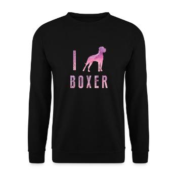 German Boxer Mama T-Shirt Gift for Dog Lover - Unisex Sweatshirt - black - Front - Alina (178cm) & Michal (187cm)