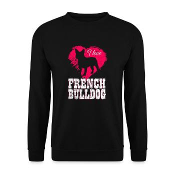French Bulldog - Unisex Sweatshirt - black - Front - Alina (178cm) & Michal (187cm)