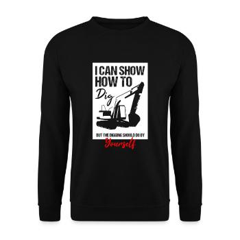 Bagger Design für Baggerfahrer - Unisex Pullover - Schwarz - Vorne - Alina (178cm) & Michal (187cm)