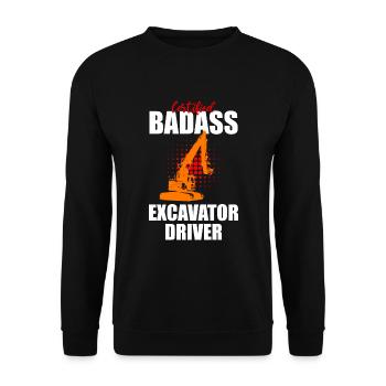 Bagger Design für Baggerfahrer - Unisex Pullover - Schwarz - Vorne - Alina (178cm) & Michal (187cm)