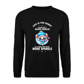Professionelles Stabdänzerin für Majorette - Unisex Pullover - Schwarz - Vorne - Alina (178cm) & Michal (187cm)