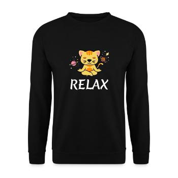 Zen Yoga Katze Raum Meditation Sporttraining - Unisex Pullover - Schwarz - Vorne - Alina (178cm) & Michal (187cm)
