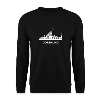 Dortmund, weiß - Unisex Pullover - Schwarz - Vorne - Alina (178cm) & Michal (187cm)