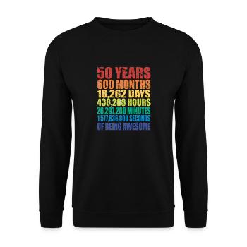 Drôle de cadeau d’anniversaire de 50e anniversaire, compte à rebours d’âge - Sweat-shirt Unisexe - noir - Devant - Alina (178cm) & Michal (187cm)