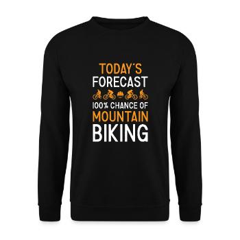 Biker Today's Forecast Mountain Biking - Unisex Sweatshirt - black - Front - Alina (178cm) & Michal (187cm)