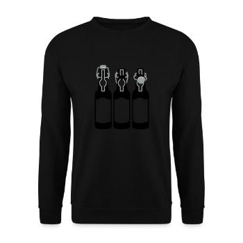 3 Bierflaschen / 3 beer bottles (c, 3c) - Unisex Pullover - Schwarz - Vorne - Alina (178cm) & Michal (187cm)