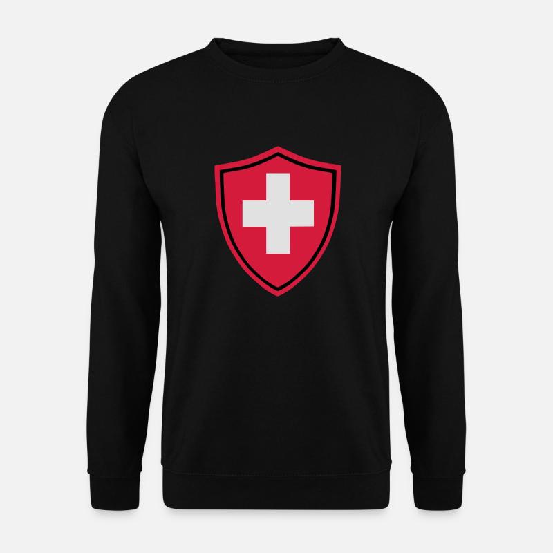 Schweiz Button - Unisex Pullover - Schwarz