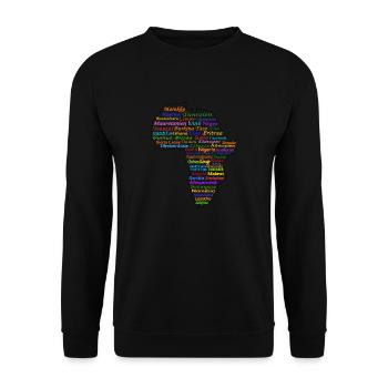 Afrika Länder Karte Umriss Ländernamen - Unisex Pullover - Schwarz - Vorne - Alina (178cm) & Michal (187cm)
