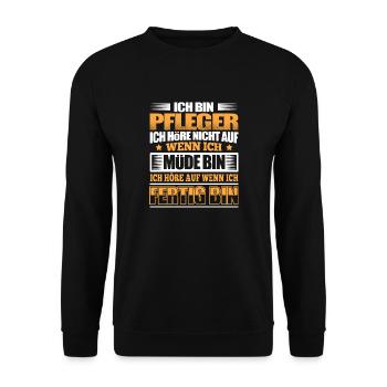 PFLEGER - Der Fertigsteller - Unisex Pullover - Schwarz - Vorne - Alina (178cm) & Michal (187cm)