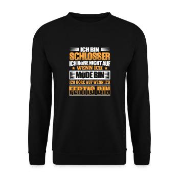 SCHLOSSER - Der Fertigsteller - Unisex Pullover - Schwarz - Vorne - Alina (178cm) & Michal (187cm)