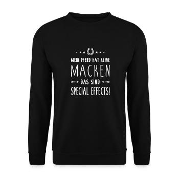 Mein Pferd hat keine Macken - Sind Special Effects - Unisex Pullover - Schwarz - Vorne - Alina (178cm) & Michal (187cm)