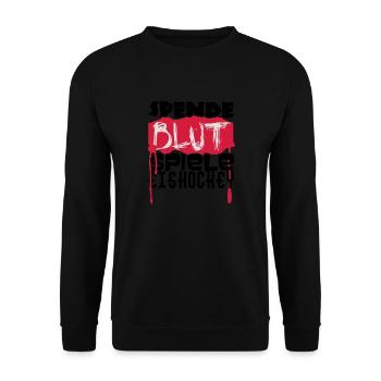Spende Blut - Spiel Eishockey - Unisex Pullover - Schwarz - Vorne - Alina (178cm) & Michal (187cm)