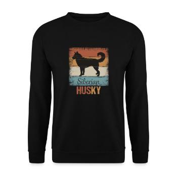 Siberian Husky Schlittenhund - Unisex Pullover - Schwarz - Vorne - Alina (178cm) & Michal (187cm)