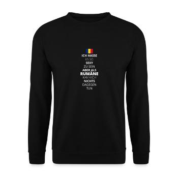 SEXY SEIN I LOVE RUMÄNIEN ROMANIA RUMÄNE - Unisex Pullover - Schwarz - Vorne - Alina (178cm) & Michal (187cm)
