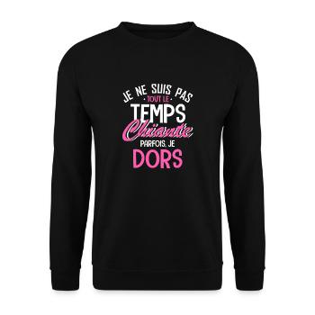 je ne suis pas tout le temps chiante - Unisex Sweatshirt - black - Front - Alina (178cm) & Michal (187cm)