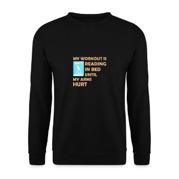 My Workout is Reading in Bed - Unisex Sweatshirt - black - Front - Alina (178cm) & Michal (187cm)