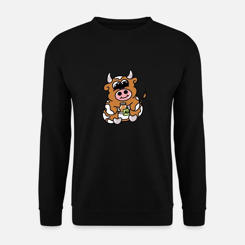 süße Kuh mit Milch sitzt - Unisex Pullover - Schwarz