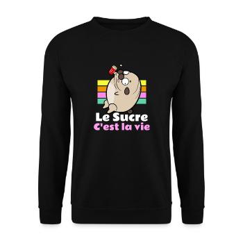 T shirt fun le sucre c'est la vie - Sweat-shirt Unisexe - noir - Devant - Alina (178cm) & Michal (187cm)