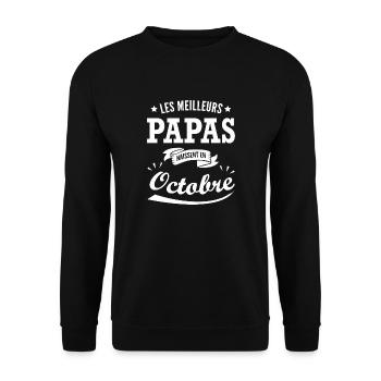 meilleurs papas octobre / anniversaire papa - Sweat-shirt Unisexe - noir - Devant - Alina (178cm) & Michal (187cm)