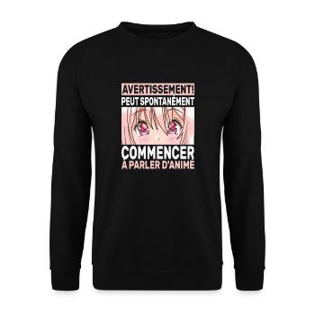 Japonais Otaku Japon Drôle Manga Kawaii Animé - Sweat-shirt Unisexe - noir - Devant - Alina (178cm) & Michal (187cm)