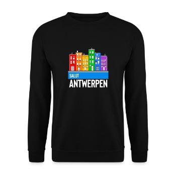 antwerpen - Unisex Pullover - Schwarz - Vorne - Alina (178cm) & Michal (187cm)