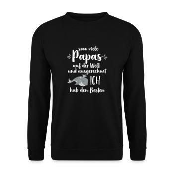 So viele Papas auf der Welt Vatertag Geschenk - Unisex Pullover - Schwarz - Vorne - Alina (178cm) & Michal (187cm)