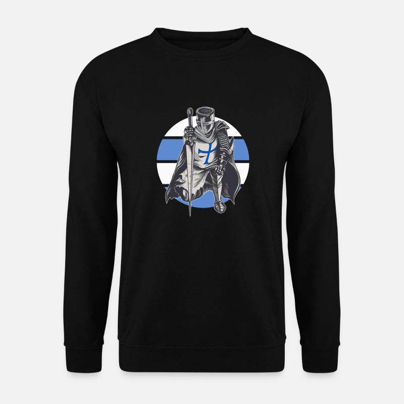 Ritter Blau Weiß Templerorden Mittelalter Rüstung - Unisex Pullover - Schwarz